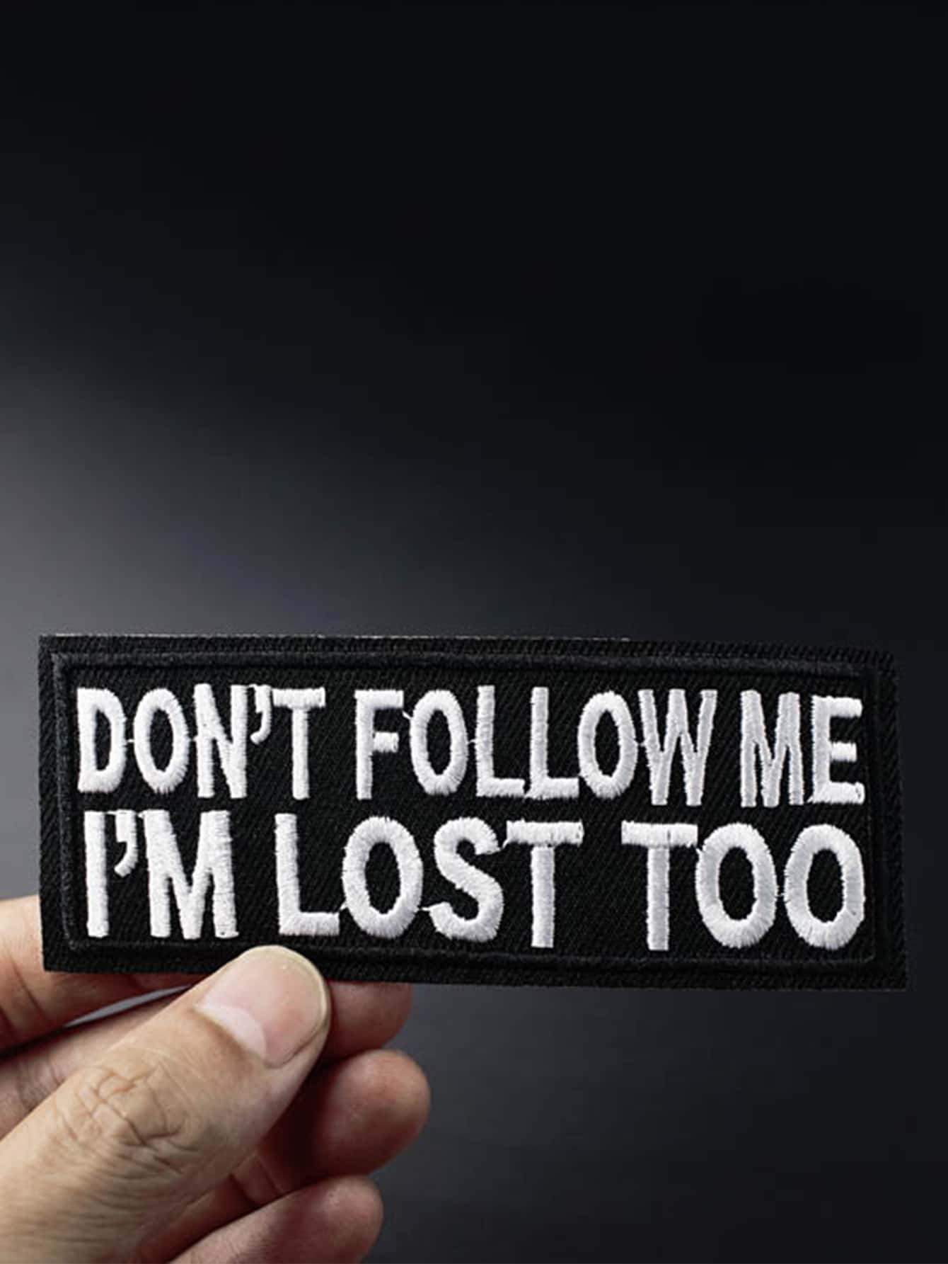 1pc Slogan Embroidered Iron-on Patch - Black and White - View 1