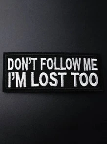 1pc Slogan Embroidered Iron-on Patch - Black and White - View 2