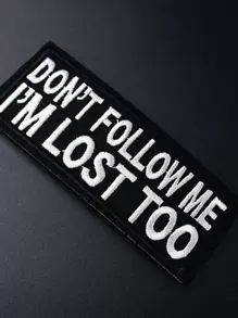 1pc Slogan Embroidered Iron-on Patch - Black and White - View 3