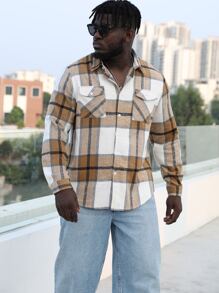 Manfinity Men Plus 1pc Plaid Print Flap Pocket Shirt - Multicolor - View 3