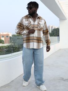 Manfinity Men Plus 1pc Plaid Print Flap Pocket Shirt - Multicolor - View 7