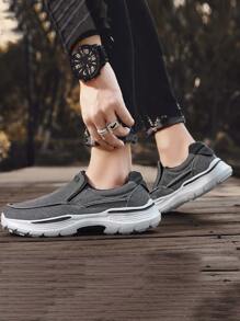 大码轻便防滑休闲透气阔腿乐福鞋 - 深灰色 - 查看 3