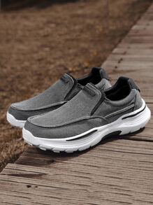 大码轻便防滑休闲透气阔腿乐福鞋 - 深灰色 - 查看 5