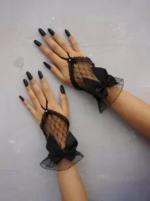 Party Bow Decor Fingerless Gloves Spider Valentine's Day Valentines