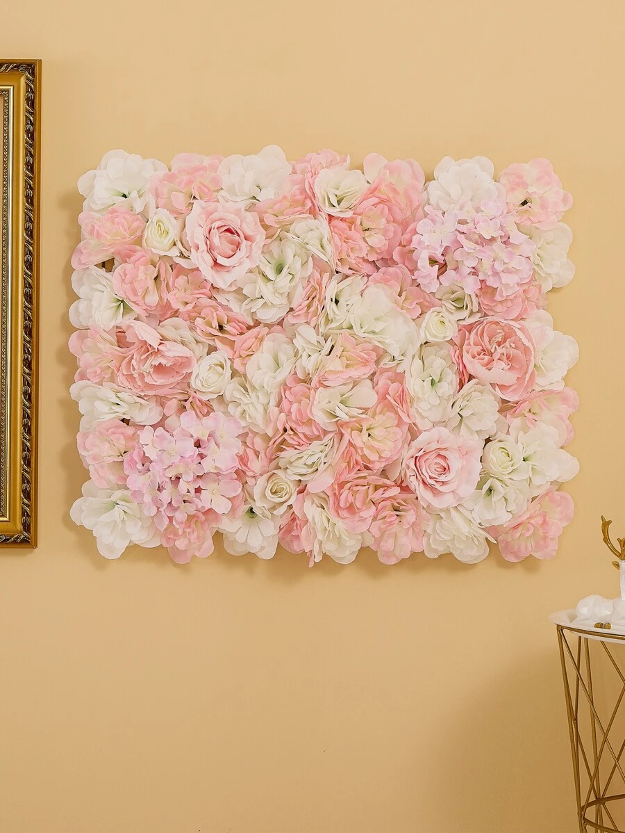 40*30厘米人造玫瑰花墙，适用于婚礼、房间、家居、圣诞装饰、情人节、礼物 - 彩色 - 查看 1