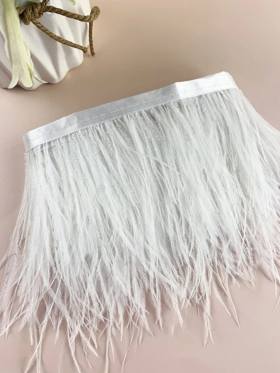 1 pieza Accesorio de costura de pelaje artificial de avestruz morado - Blanco - Ver 1