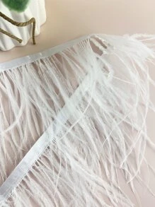 1 pieza Accesorio de costura de pelaje artificial de avestruz morado - Blanco - Ver 2