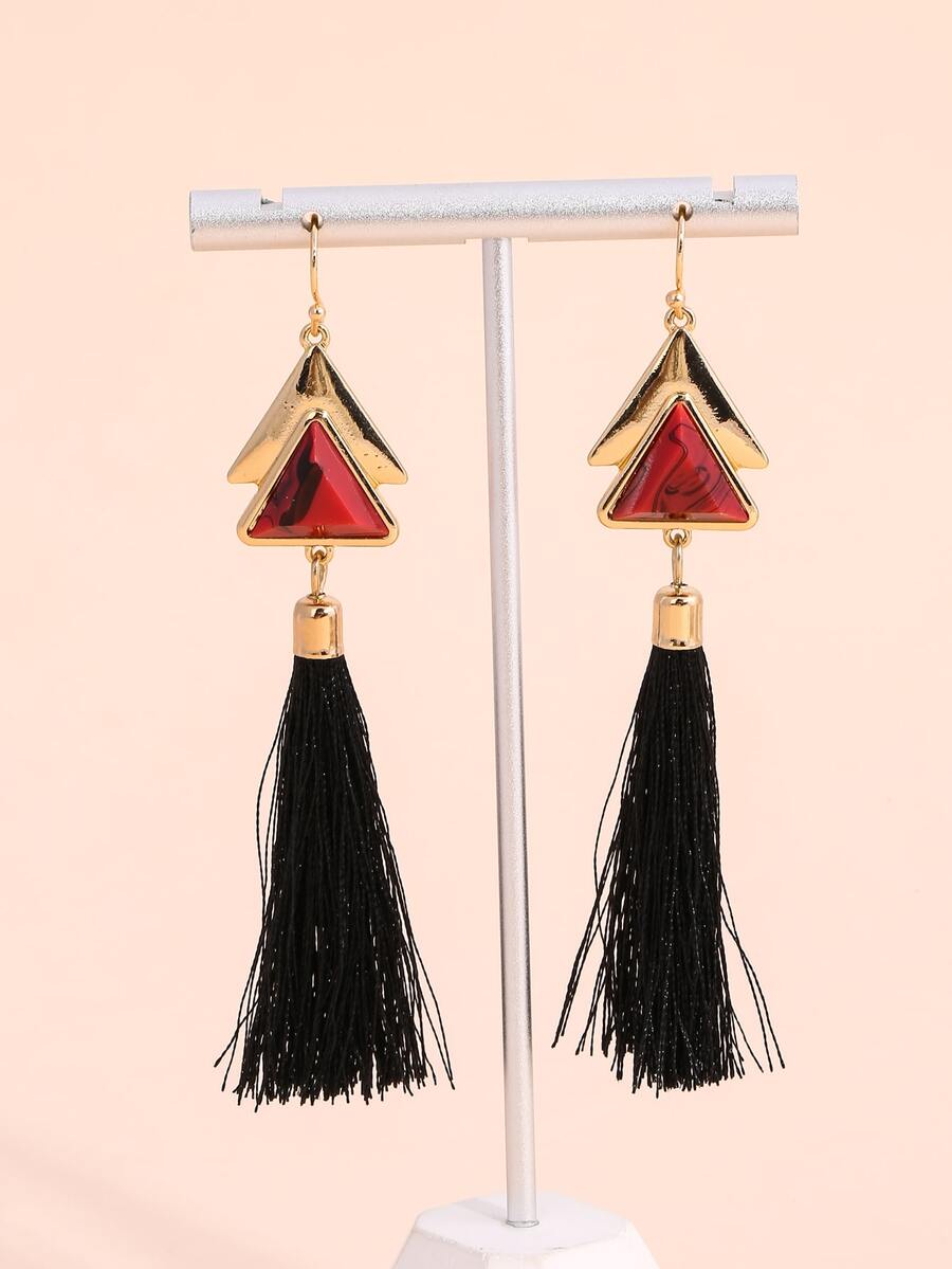 三角形和流蘇耳墜 - 彩色 - 查看 1