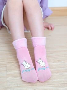 小女童卡通圖案中筒襪