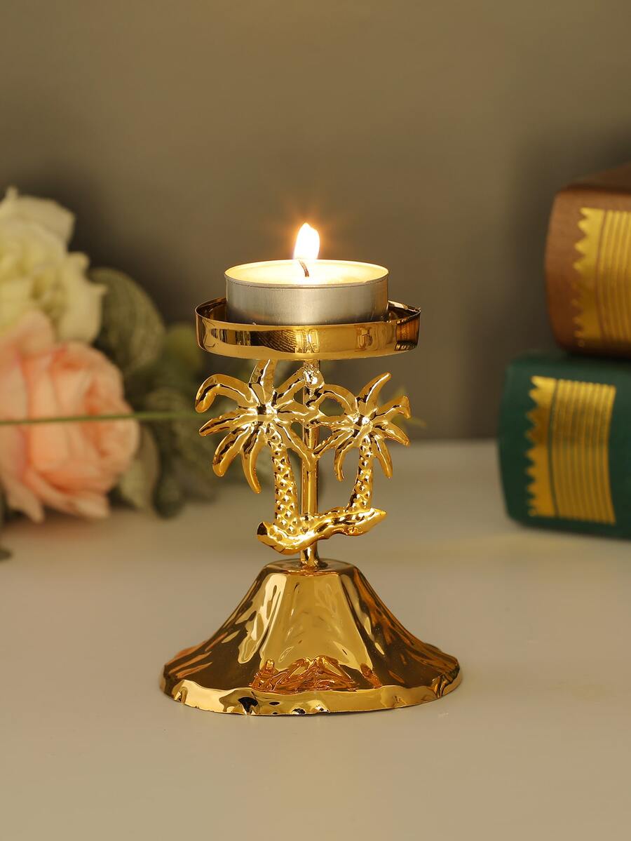 1pc Palm Tree Shaped Candle Holder - Gold - View 1