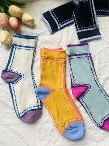 5 pares Calcetines de tripulación con estampado - Multicolor - Ver 4