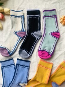 5 pares Calcetines de tripulación con estampado - Multicolor - Ver 5