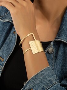 Pulsera abierta con diseño geométrico - Amarillo Oro - Ver 1