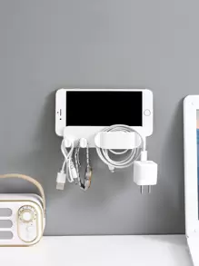 1pc Wall Mounted Multifunction Storage Rack - White - View 1