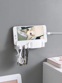 1pc Wall Mounted Multifunction Storage Rack - White - View 2