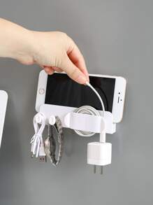 1pc Wall Mounted Multifunction Storage Rack - White - View 4