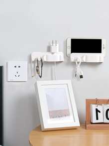 1pc Wall Mounted Multifunction Storage Rack - White - View 6