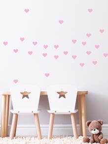 54pcs Heart Pattern Wall Sticker, Pink Wall Art Decal For Bedroom, Stickers, Wall Decal, Vinyl Decal For Home Decorations, Spring Decoration Items Refresh Your Home, Rama Decoration Stickers Gifts Birthday Graduation - Baby Pink - View 2