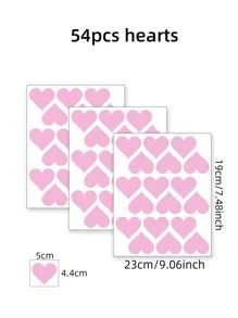 54pcs Heart Pattern Wall Sticker, Pink Wall Art Decal For Bedroom, Stickers, Wall Decal, Vinyl Decal For Home Decorations, Spring Decoration Items Refresh Your Home, Rama Decoration Stickers Gifts Birthday Graduation - Baby Pink - View 3