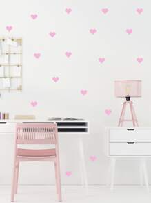 54pcs Heart Pattern Wall Sticker, Pink Wall Art Decal For Bedroom, Stickers, Wall Decal, Vinyl Decal For Home Decorations, Spring Decoration Items Refresh Your Home, Rama Decoration Stickers Gifts Birthday Graduation - Baby Pink - View 5