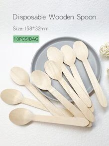 10入組木頭一次性湯匙