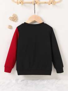 Toddler Girls Two Tone Heart Print Pullover - Multicolor - View 2