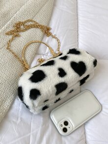 Bolso cuadrado esponjoso, suave y difuso con diseño de corazón de felpa con cierre de beso para niñas, mujeres, estudiantes universitarios, novatos y trabajadores administrativos para el trabajo, la oficina, los desplazamientos, para el otoño y el invierno, el invierno cálido, al aire libre