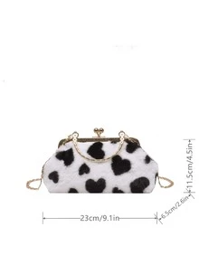 Bolso cuadrado esponjoso, suave y difuso con diseño de corazón de felpa con cierre de beso para niñas, mujeres, estudiantes universitarios, novatos y trabajadores administrativos para el trabajo, la oficina, los desplazamientos, para el otoño y el invierno, el invierno cálido, al aire libre