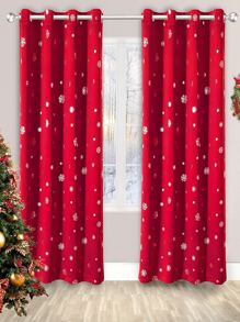 Panel única Cortina opaca con patrón de copo de nieve