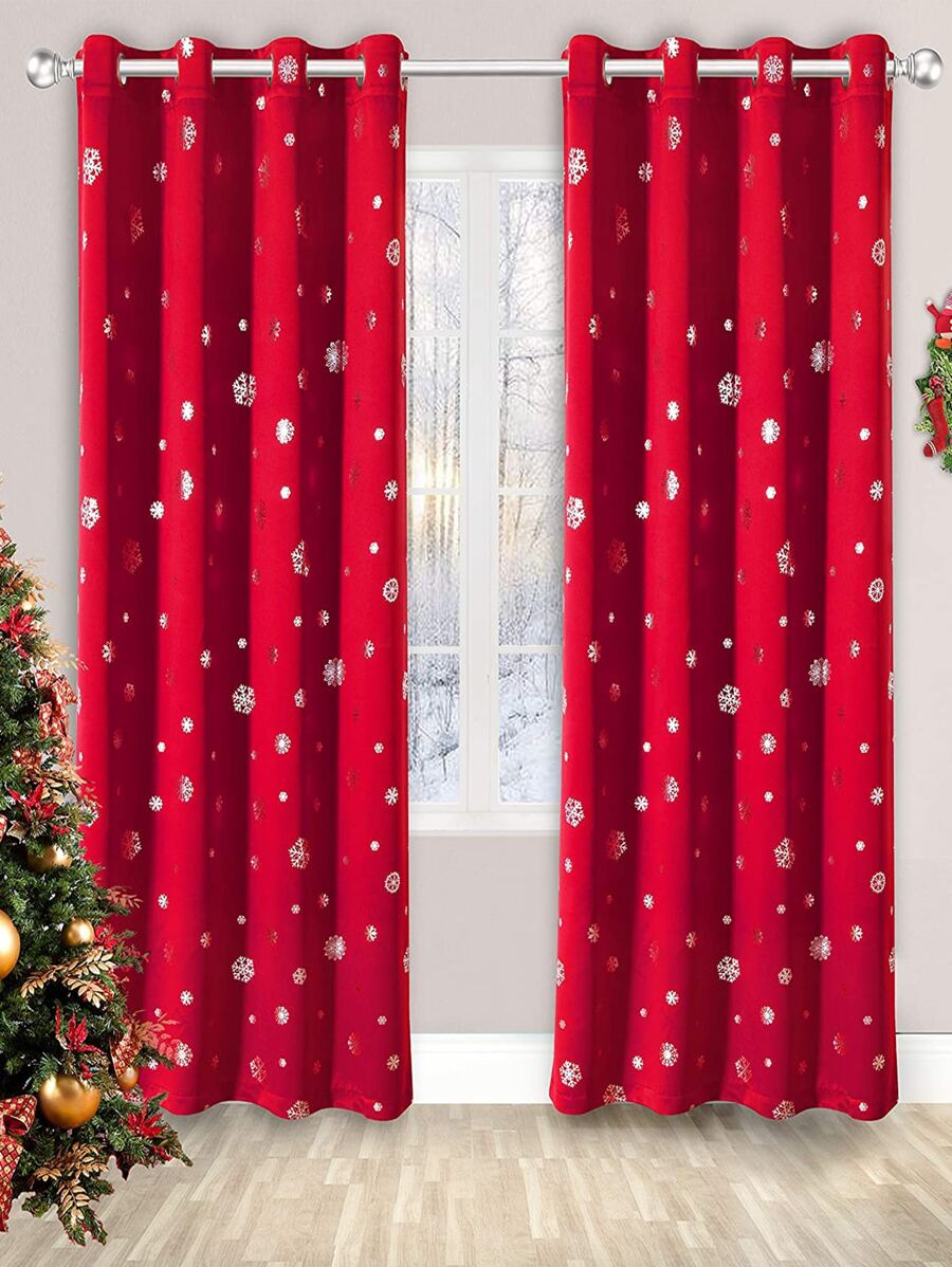 Panel única Cortina opaca con patrón de copo de nieve