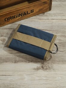 Men Letter Patch Decor Small Wallet - Blue - View 2