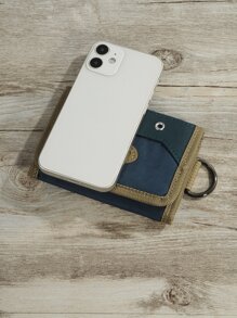 Men Letter Patch Decor Small Wallet - Blue - View 5