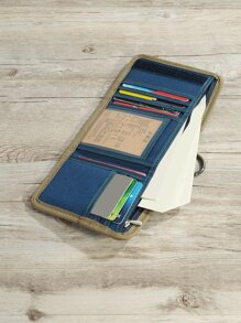 Men Letter Patch Decor Small Wallet - Blue - View 4