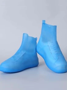 1pair Solid Waterproof Rain Boots Cover - Blue - View 2