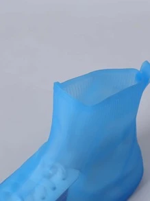 1pair Solid Waterproof Rain Boots Cover - Blue - View 3