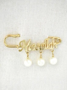 2pcs Letter & Faux Pearl Decor Pin - Silver - View 3