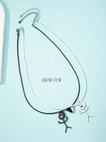 2 piezas Collar colgante de dibujos animados - Blanco y Negro - Ver 3