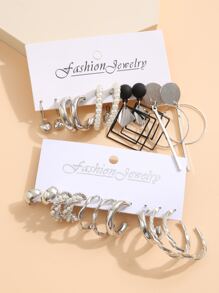 10 对心形和人造珍珠装饰耳环情人节、妈妈、母亲、母亲节、礼物 - 銀色 - 查看 3