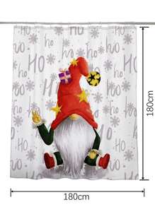 1pc Christmas Gonk & Snowflake Pattern Waterproof Shower Curtain - Multicolor - View 3