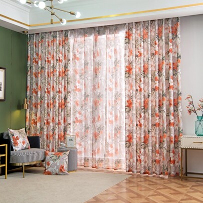 Floral Pattern Single Panel Curtain