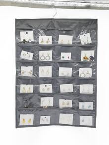 1pc Double-side Hanging Jewelry Storage Bag - Grey - View 1
