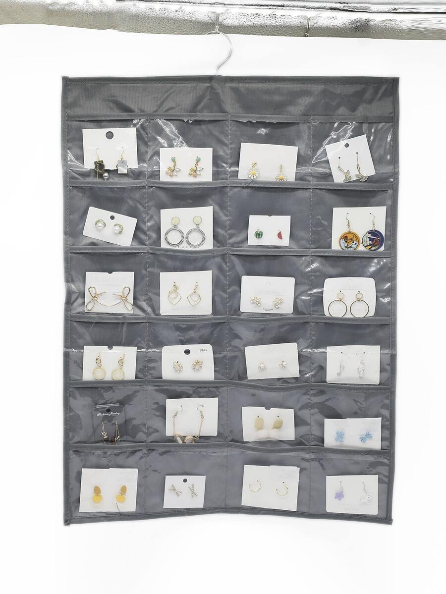 1pc Double-side Hanging Jewelry Storage Bag - Grey - View 1