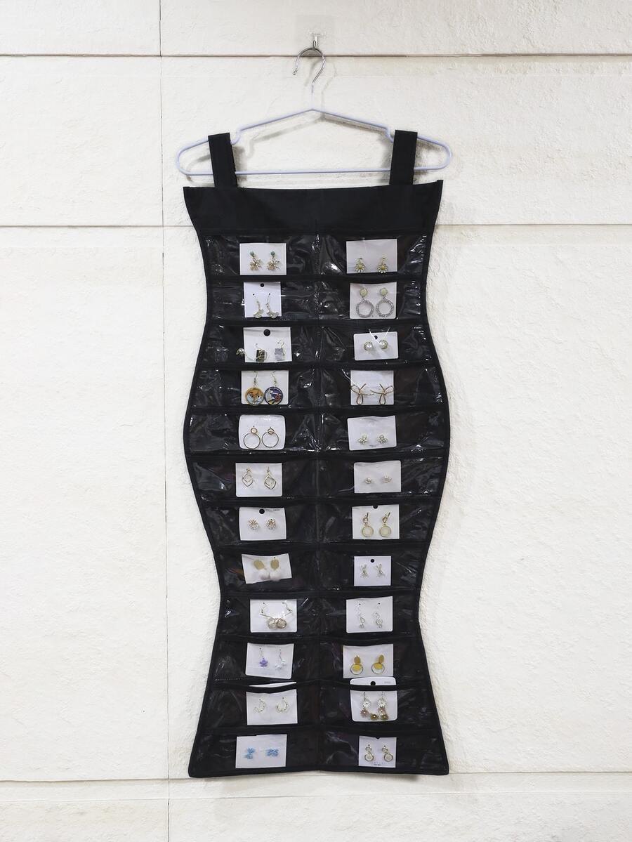 1pc Fishtail Shaped Hanging Jewelry Storage Bag - Black - View 1