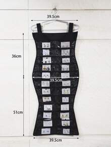 1pc Fishtail Shaped Hanging Jewelry Storage Bag - Black - View 3