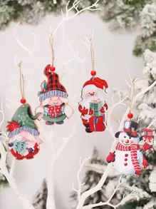 4入組聖誕老人和雪人裝飾掛飾 - 彩色 - 查看 1