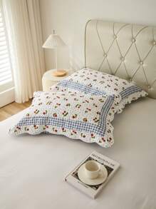 1對櫻桃和格子圖案枕套不附帶枕芯 - 彩色 - 查看 1