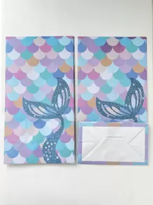 Set de 6 bolsas con 6 pegatinas, tamaño 5.1*3.14*9.43in, bolsa de regalo con diseño de cola de sirena, bolsa de embalaje con estampado de cola de pez para envolver, almacenar y de regalo para fiestas y el Día de San Valentín