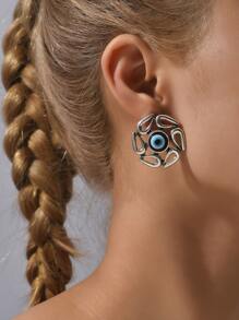 Evil Eye & Water-drop Stud Earrings - Multicolor - View 1