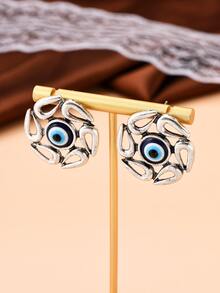 Evil Eye & Water-drop Stud Earrings - Multicolor - View 2