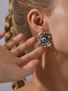 Evil Eye & Water-drop Stud Earrings - Multicolor - View 3